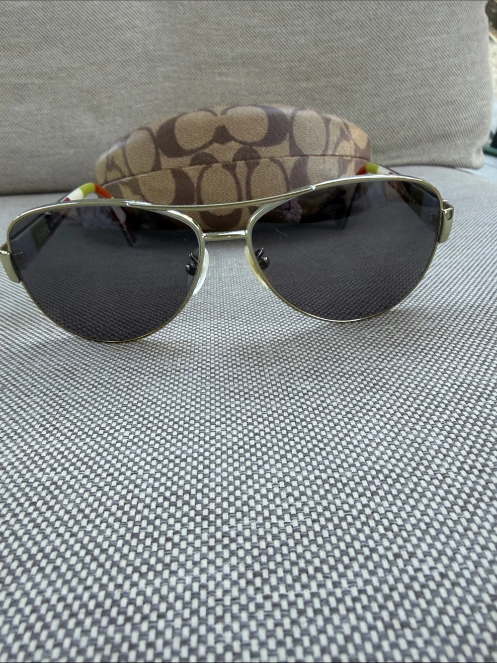 Coach Aviator Sunglasses in Gold with Dark Lenses